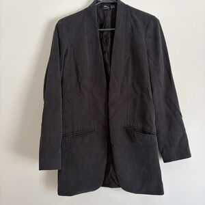Eileen Fisher the Fisher Project Blazer Jacket Tencel Open Front Black Sz‎ XS